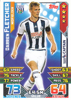 Darren Fletcher West Bromwich Albion 2015/16 Topps Match Attax Captain #337